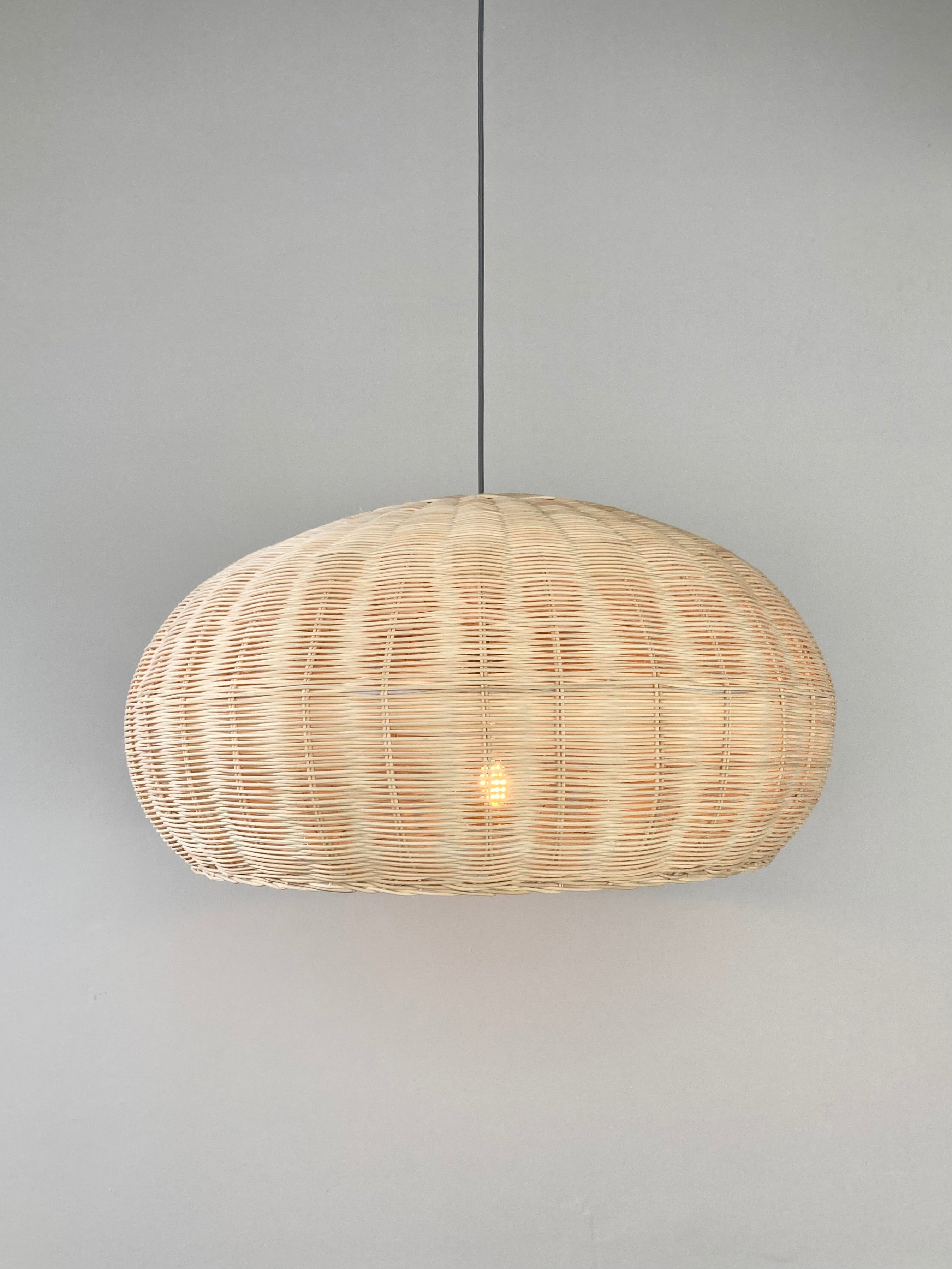 Woven Bamboo Rounded Drum Pendant Light