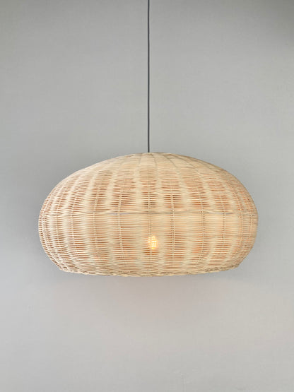Woven Bamboo Rounded Drum Pendant Light