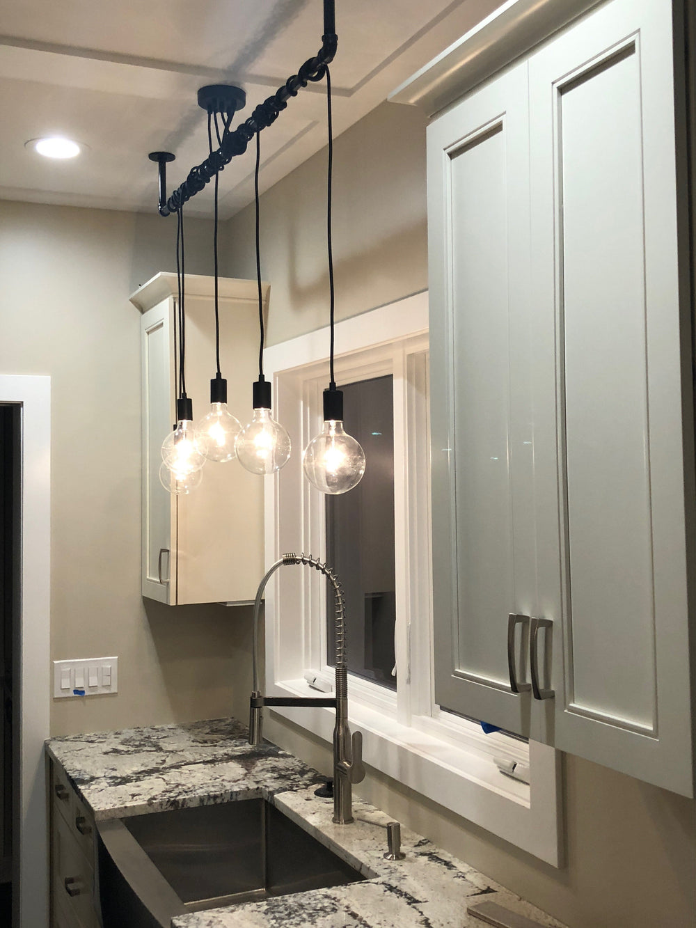 5" Clear Globes Pendant Wrap Over Sink