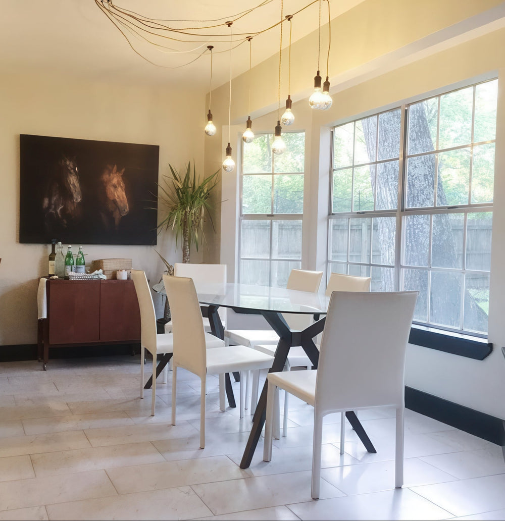 Off Center ceiling box Dining Swag