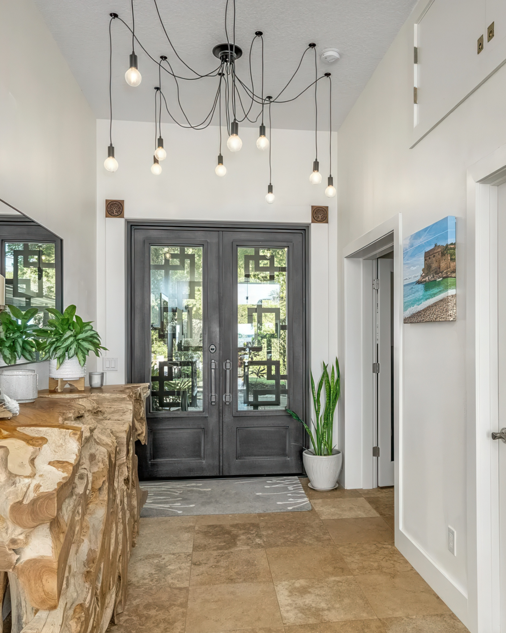 9 pendant entryway foyer chandelier with 3 inch clear globe LED 