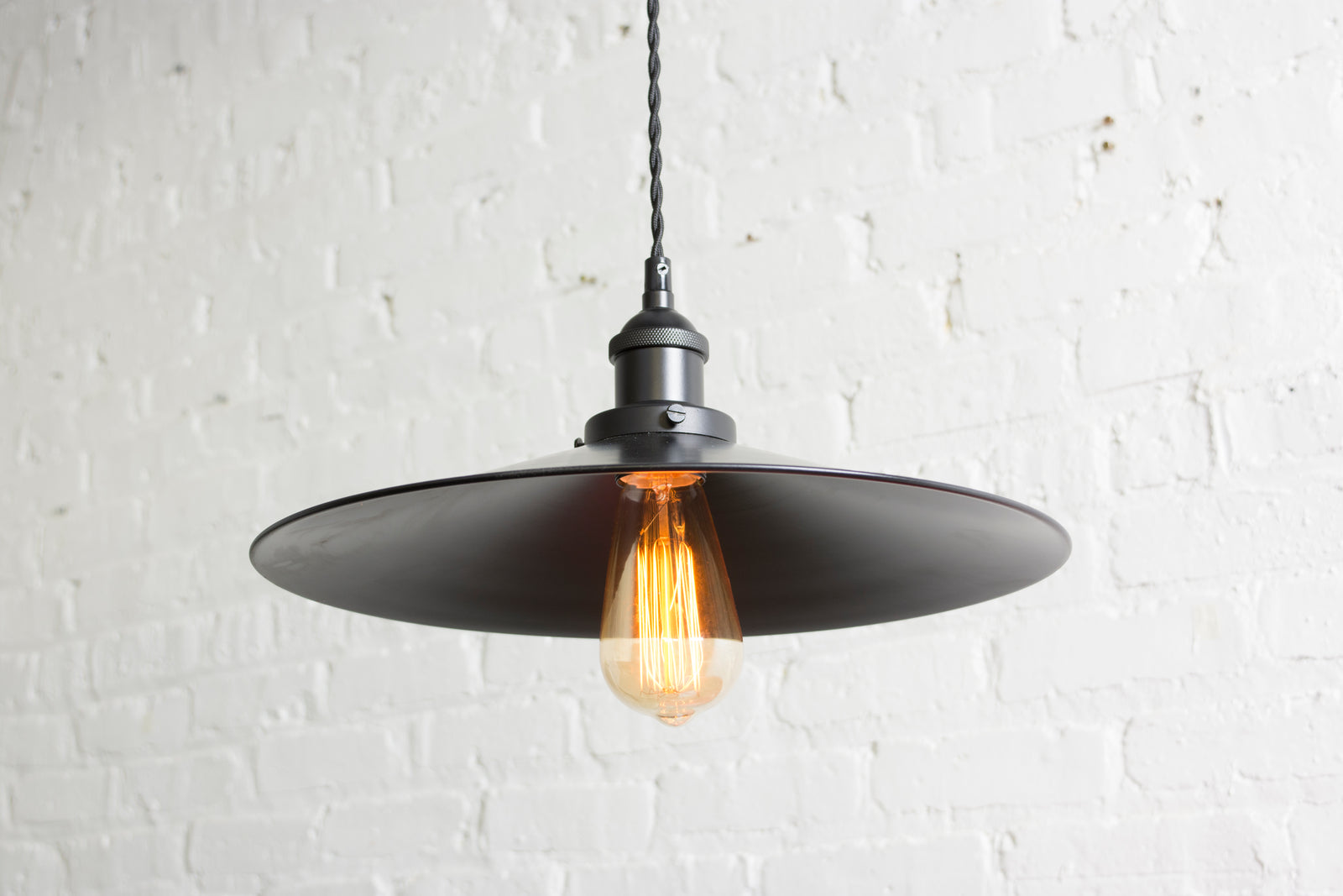 Flat Cone Pendant: Black 14"