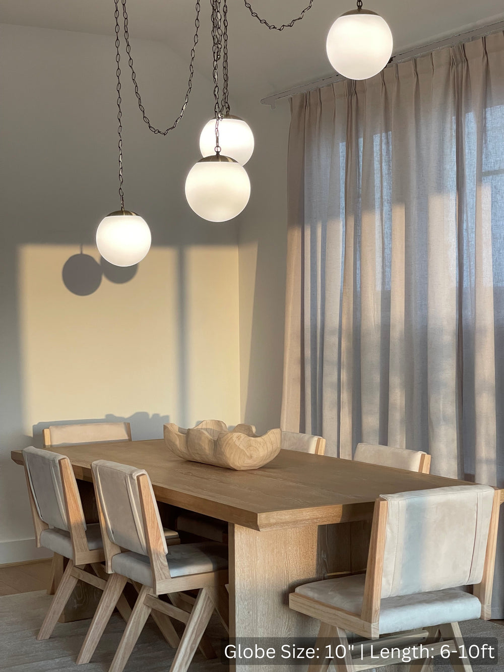 Antique Chain Dramatic Swag 8" White Globes