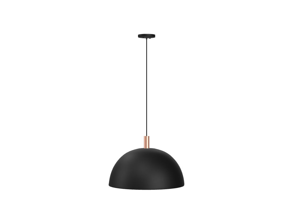 24" Black Dome Pendant – Copper Socket