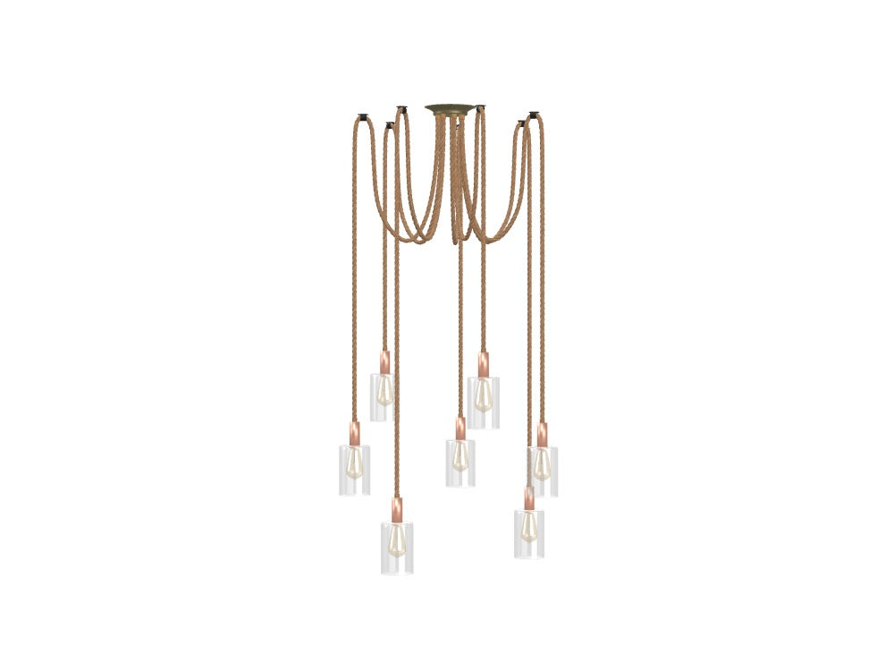 5 Pendant Rope Swag - Glass Cylinder Shades