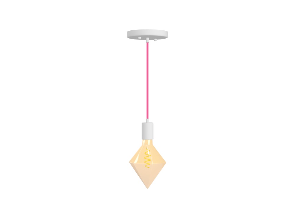 Pink Pendant Light with Amber Diamond Bulb