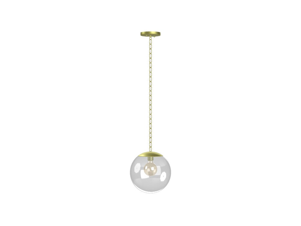12" Clear Globe Pendant – Brass Chain