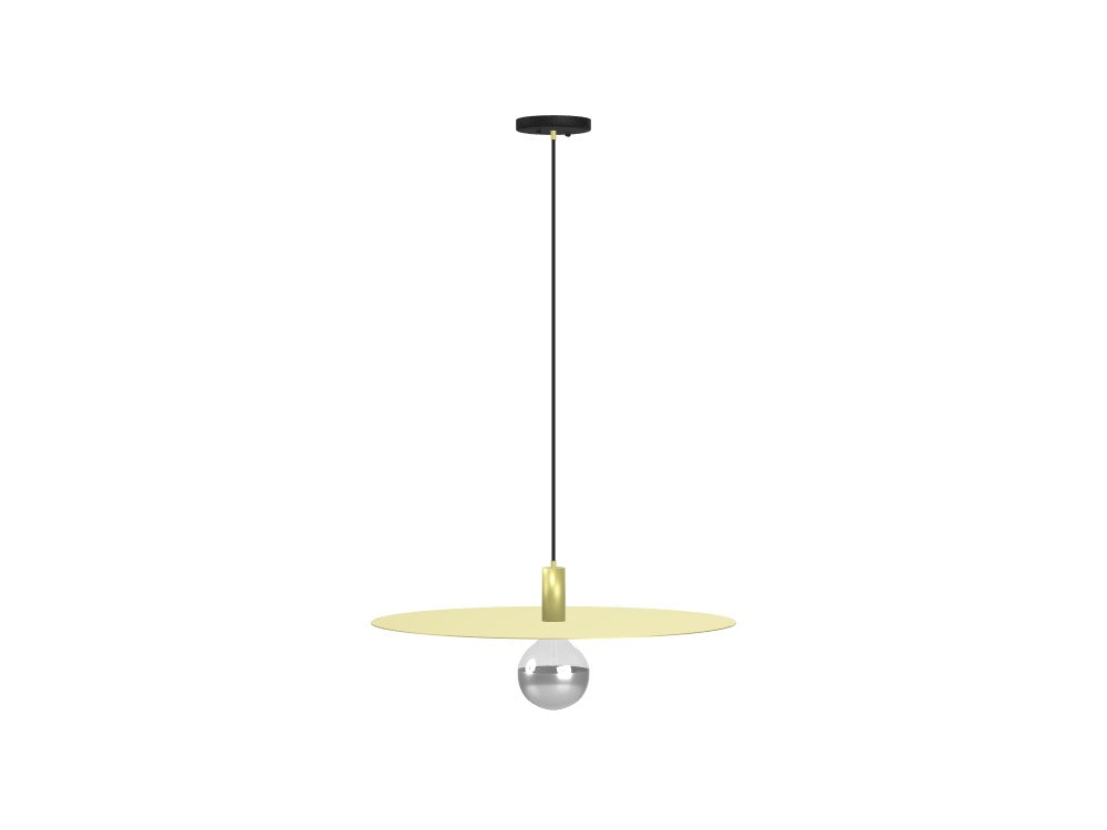 24" Brass Disk Pendant with Chrome Globe