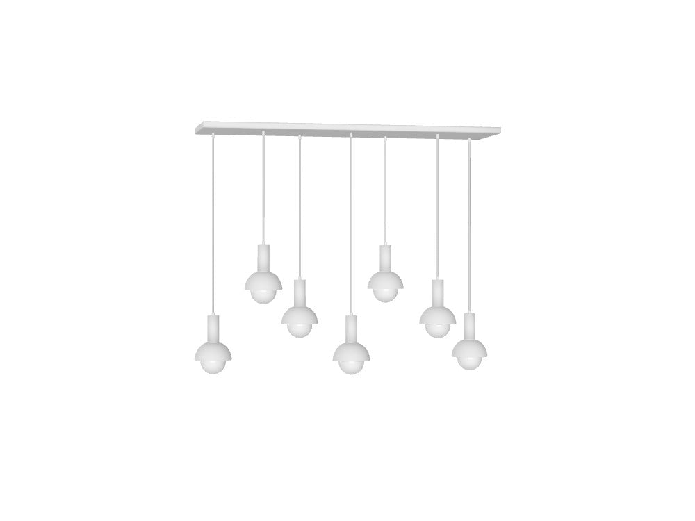 Linear Chandelier Mini White Dome Pendants