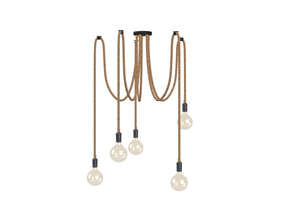 5 Pendant Rope Swag - Amber 5" Globes