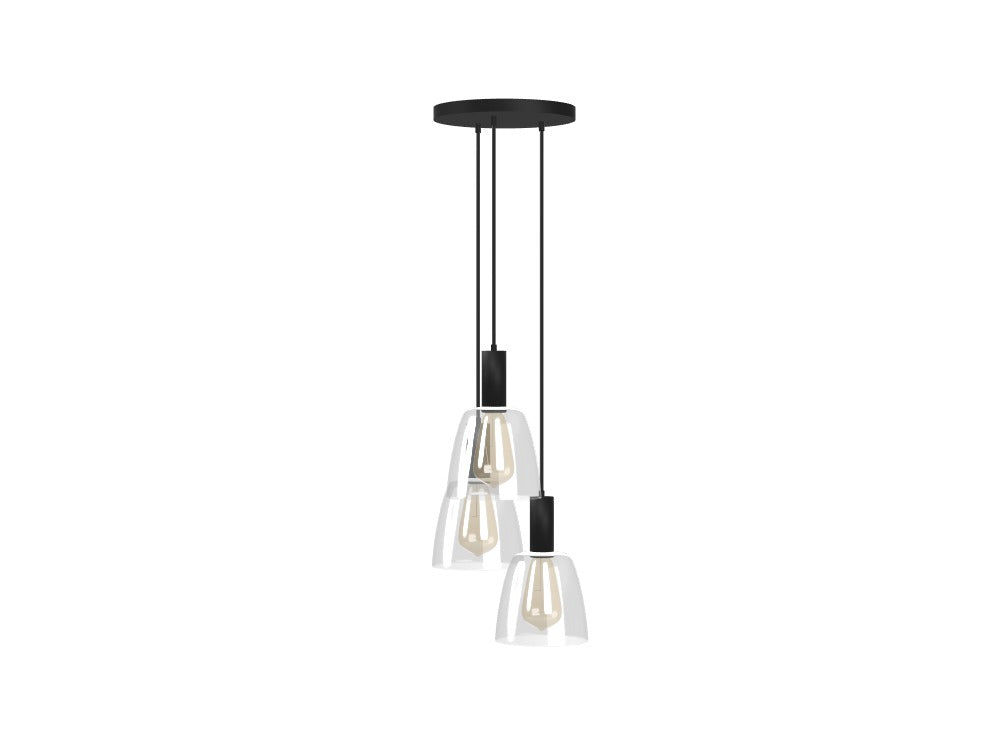 12" Round Base with Glass Bell Shades