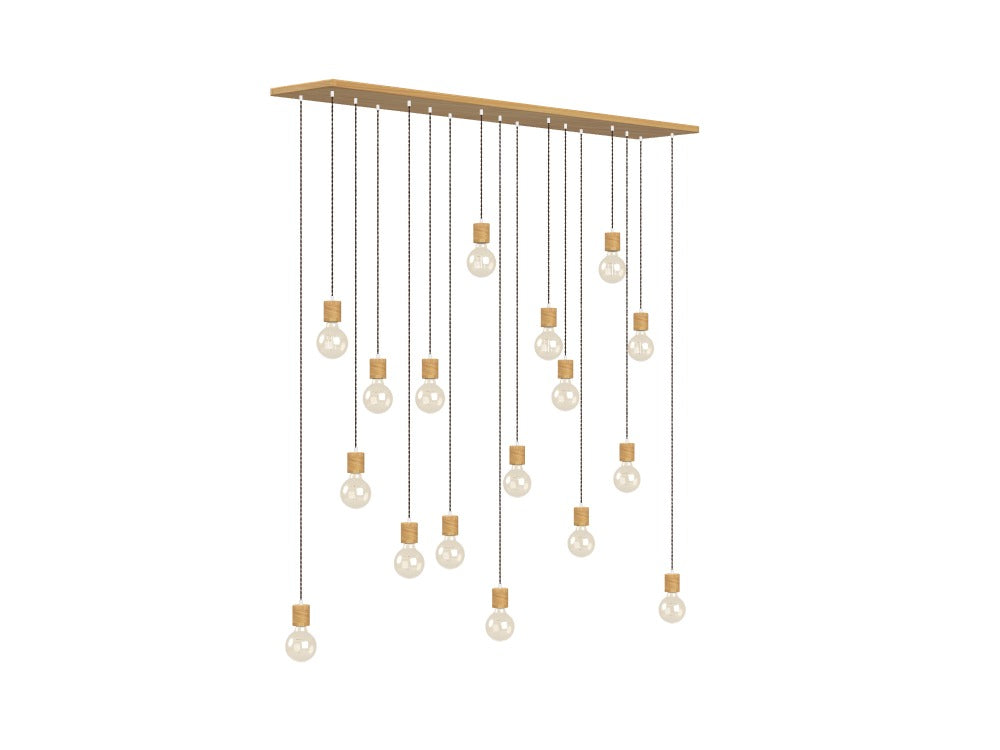17 Pendant Cascading Chandelier: Natural Wood