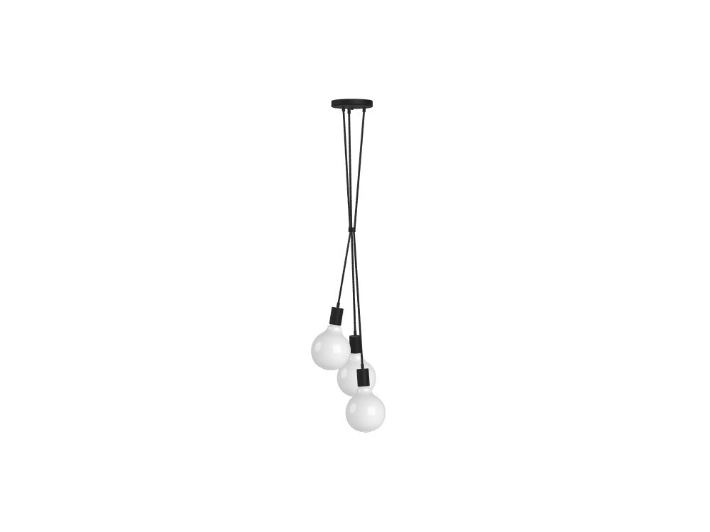 3 Pendant Cluster: Black with White 5" Globes