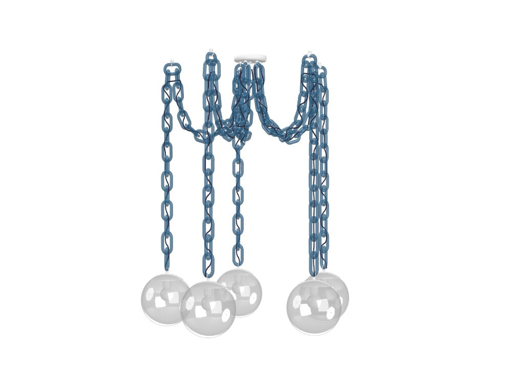 Acrylic Chain Swag: Storm Blue, 10" Clear Glass Globes