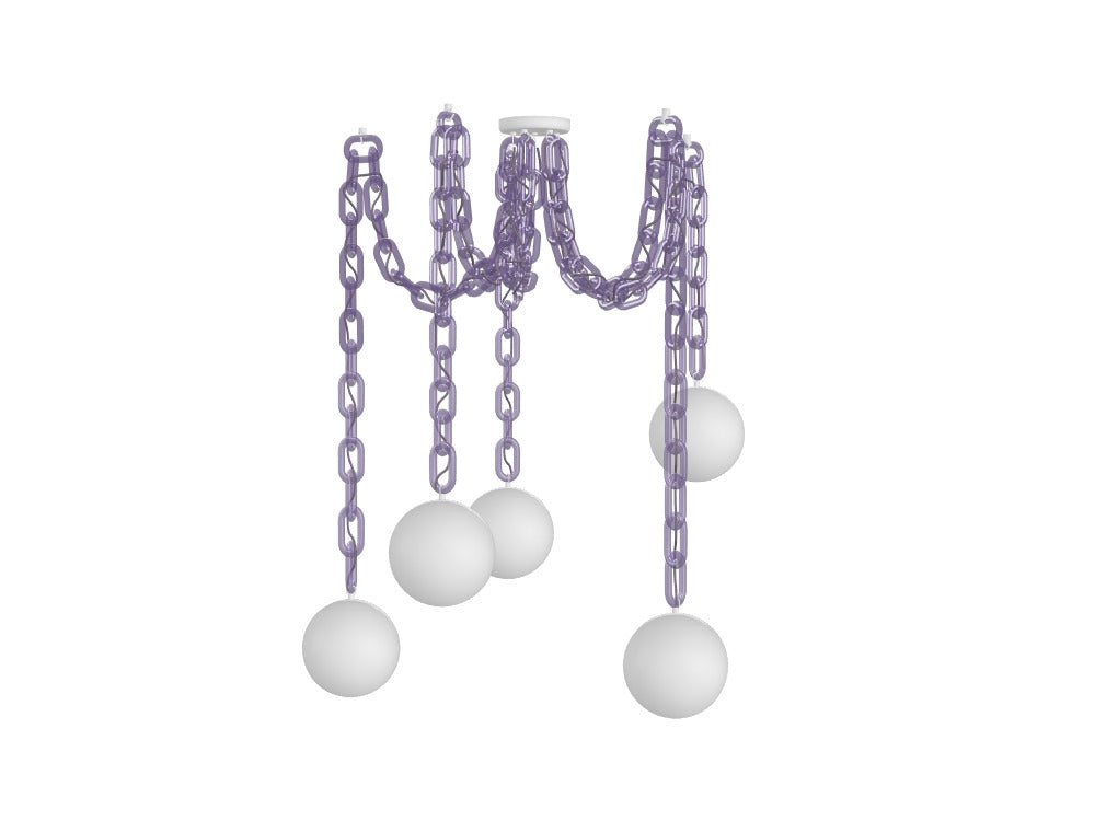 Wisteria Acrylic Chain Chandelier with White Glass Globes