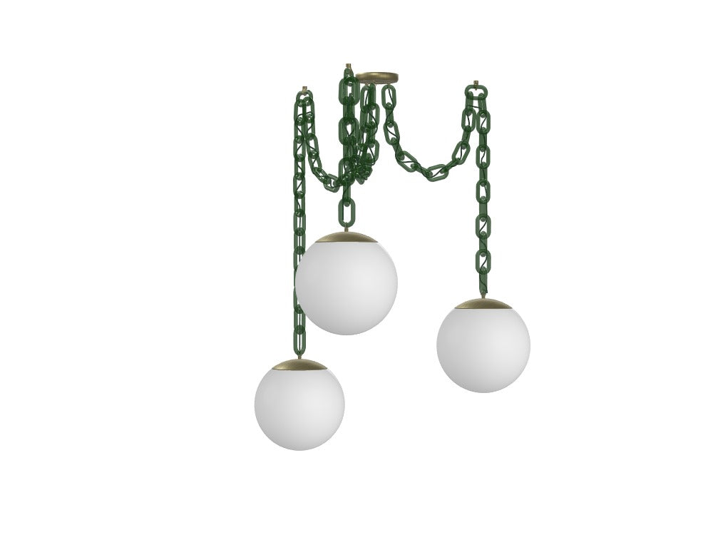 Evergreen Acrylic Chain Chandelier with 14" White Globes