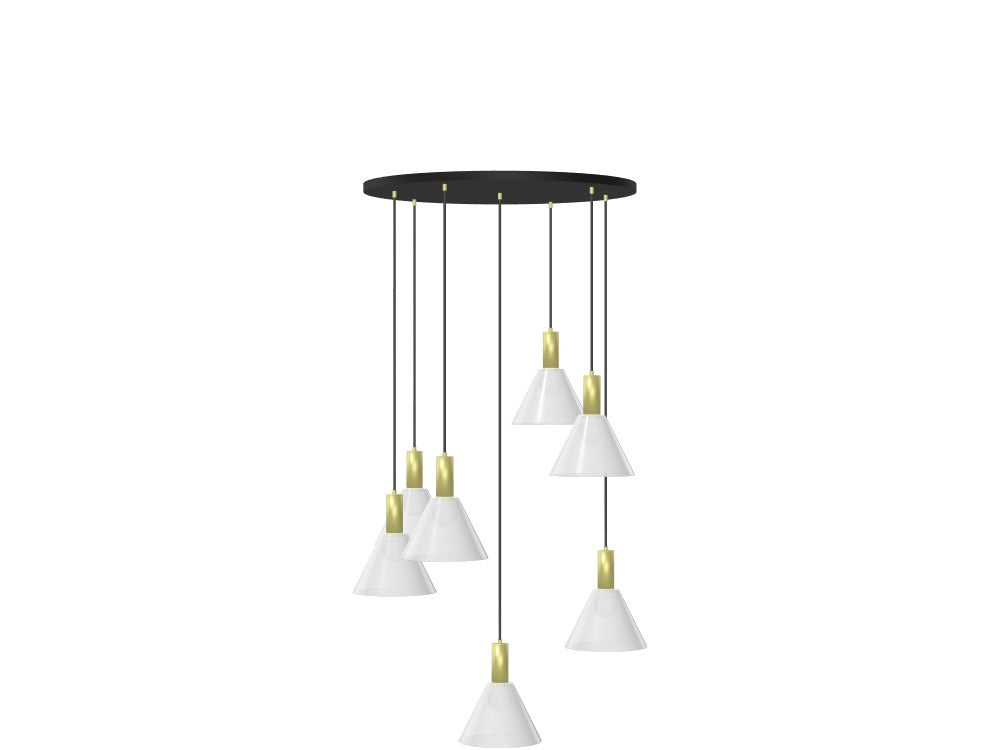 White Frosted Glass Cone Multi-Light Pendant Chandelier
