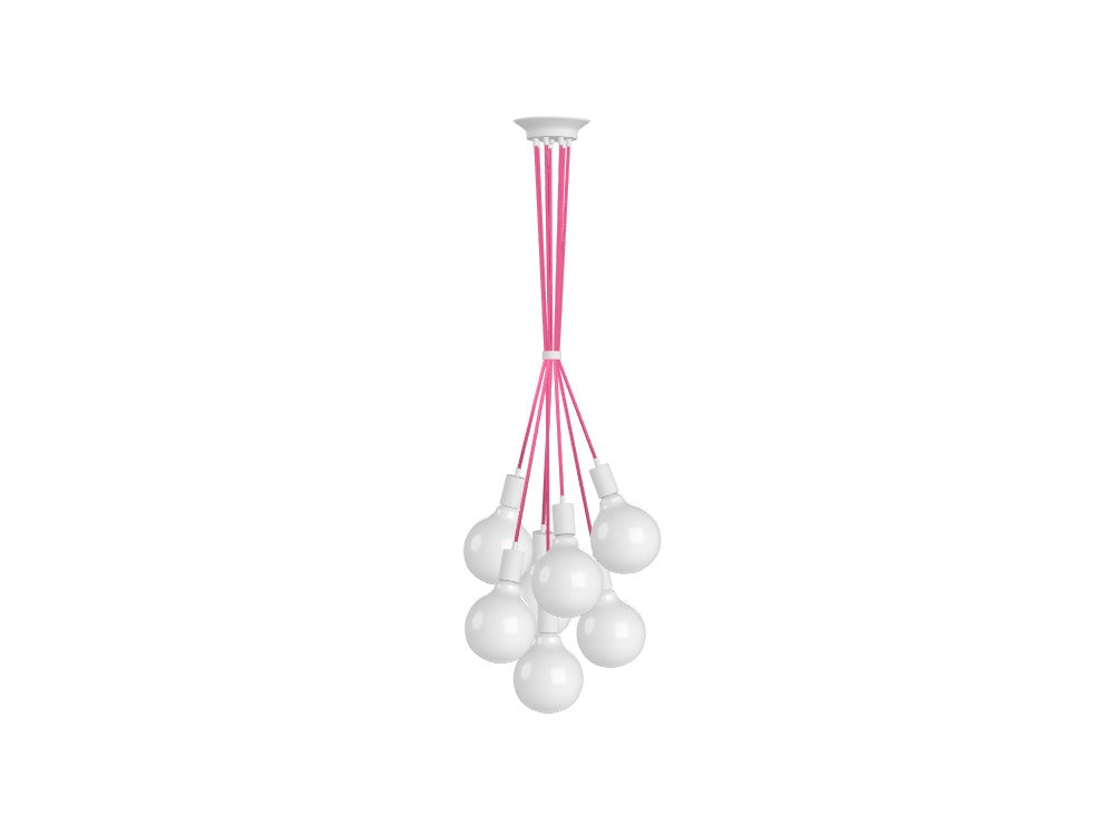 Pink Bubble Chandelier: 7 Pendant Cluster