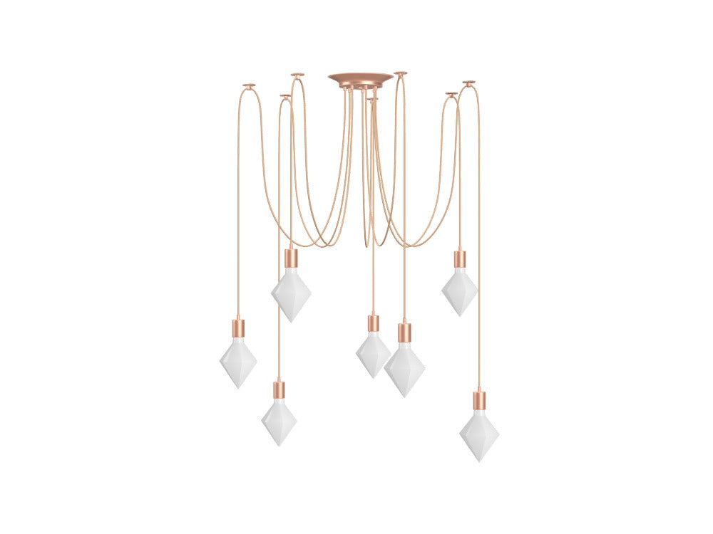 Blush Pink Chandelier: Copper and White Diamond Bulb