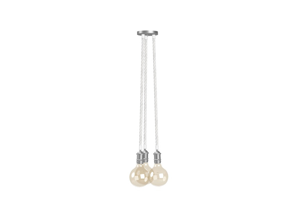 3 Pendant Cluster: Cotton Rope 5" Clear Globes
