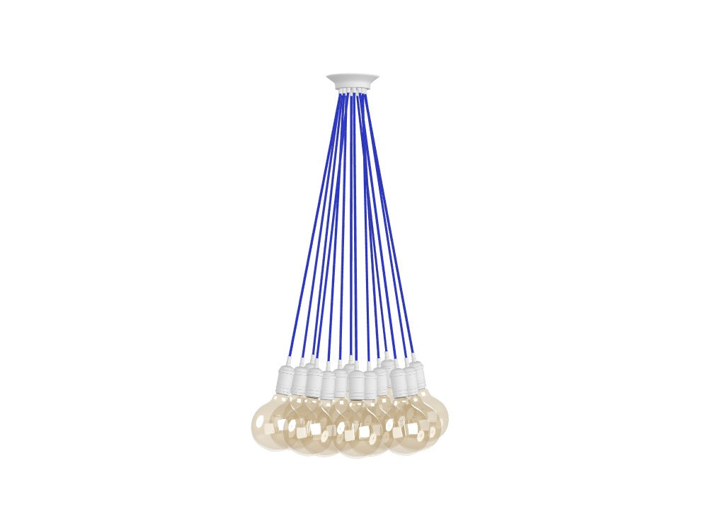 Blue Bubble Chandelier: 14 Pendant Glass Globe Cluster