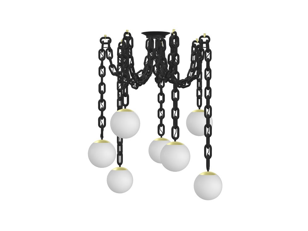 Modern Black and Gold Chandelier: Thick Chain Swag