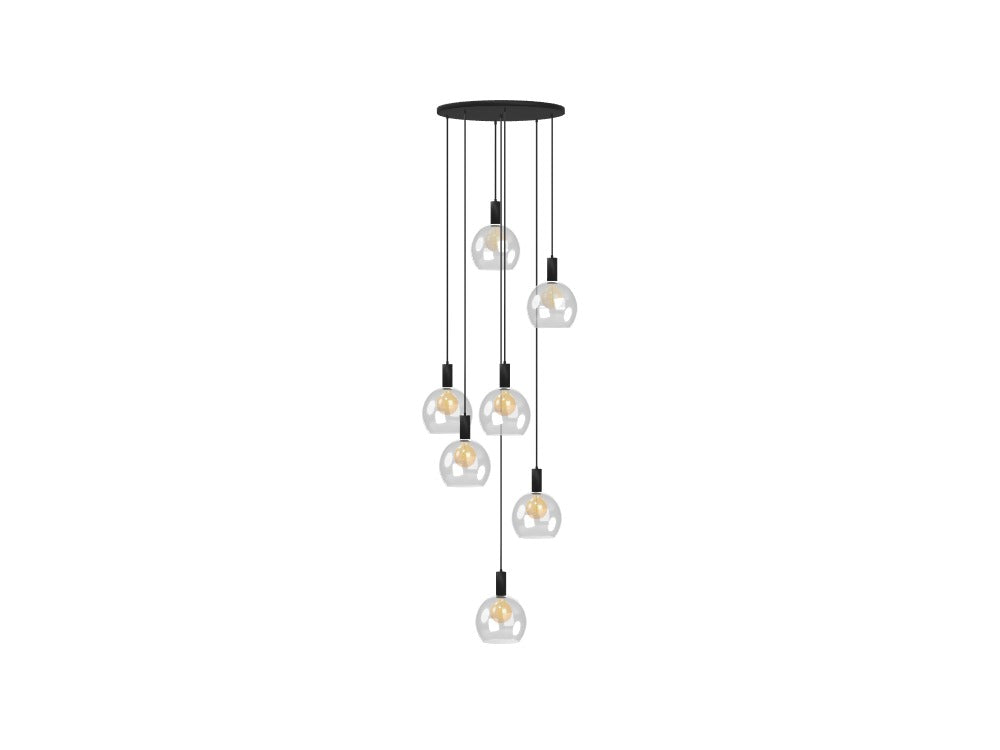 24" Round Metal Base Chandelier 8" Glass Globes