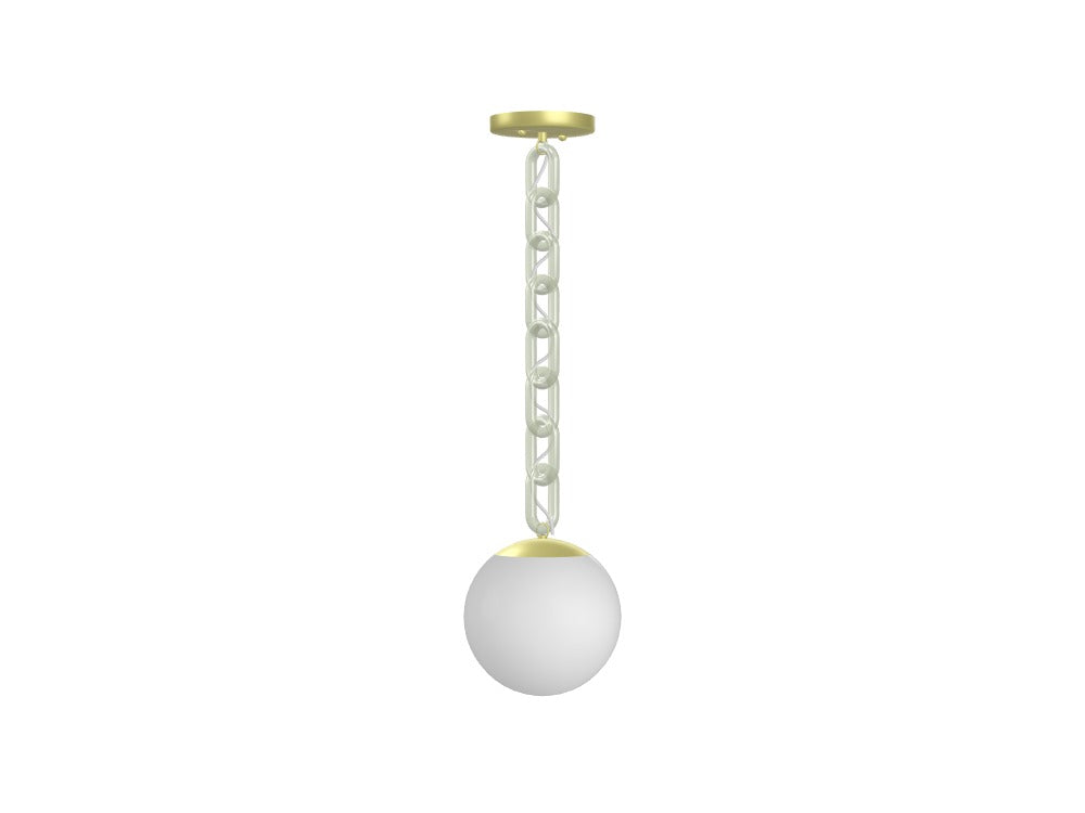Sage Green Acrylic Chain Pendant Light Brass 10" Globe