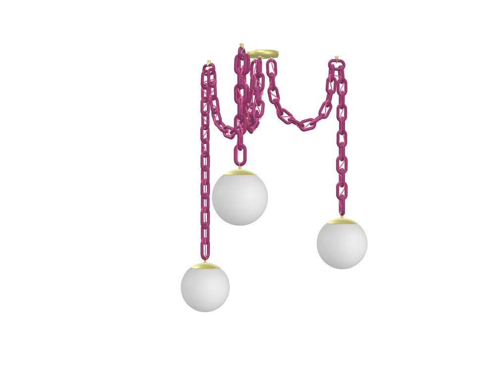 Magenta Pink Thick Chain Swag - 10"   White   Globes
