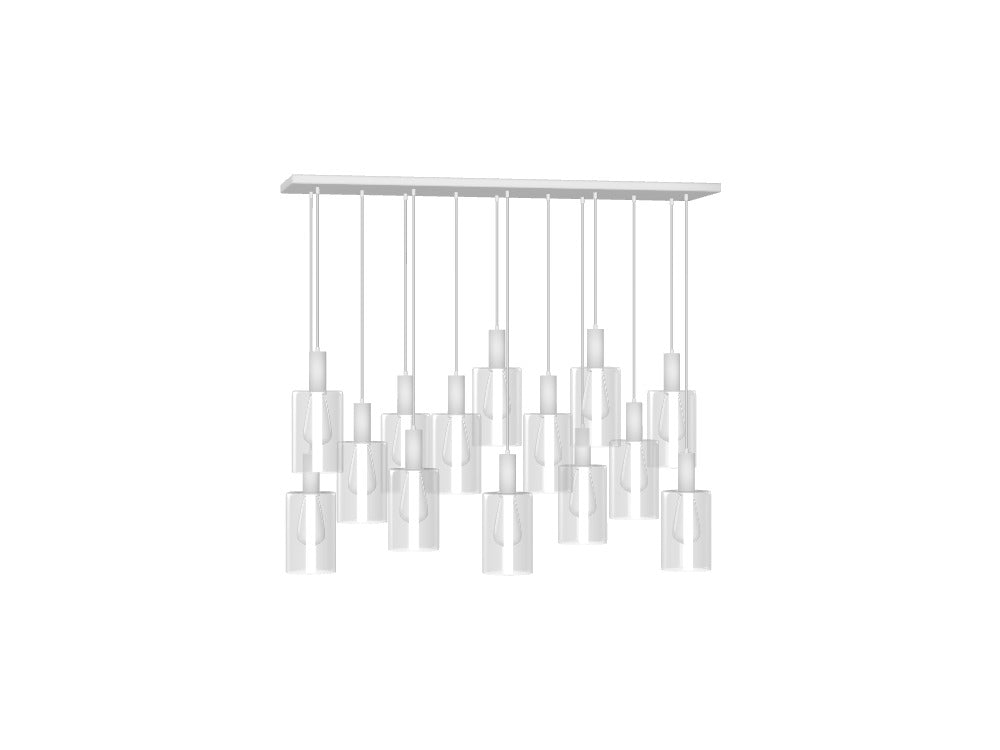 Modern Linear White Glass Cylinder Chandelier