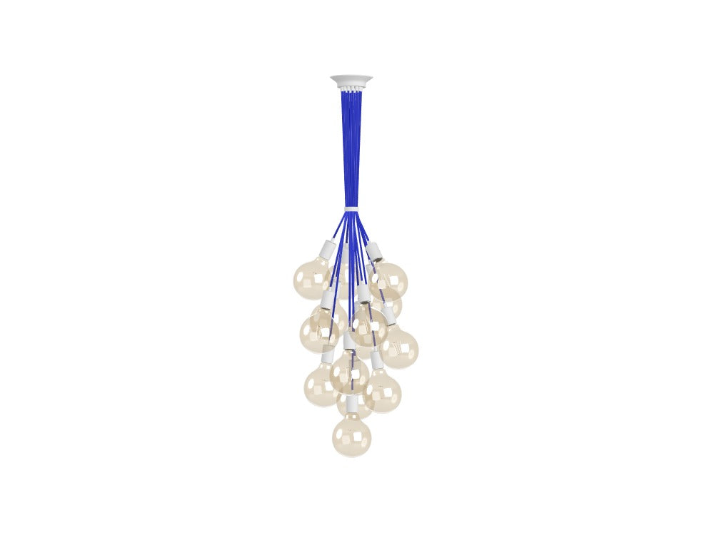 Blue Bubble Chandelier: 14 Pendant Glass Globe Cluster