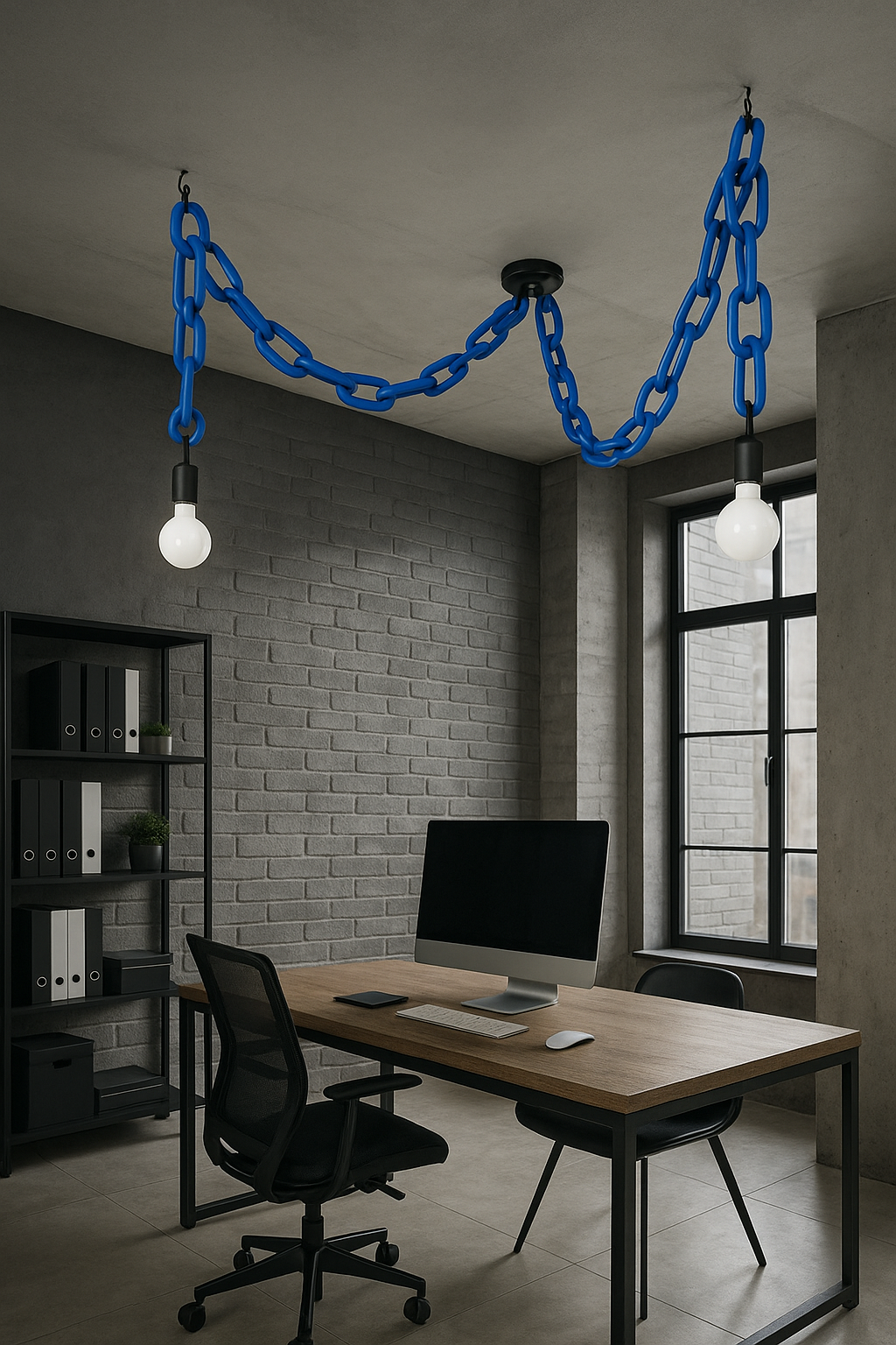 Customize: Swag Chandelier - Thick Black Chain with White Globe Shades