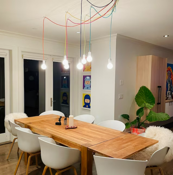 Rainbow Mixed Color Cord Swag Chandelier