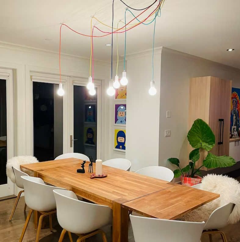 Rainbow Mixed Color Cord Swag Chandelier