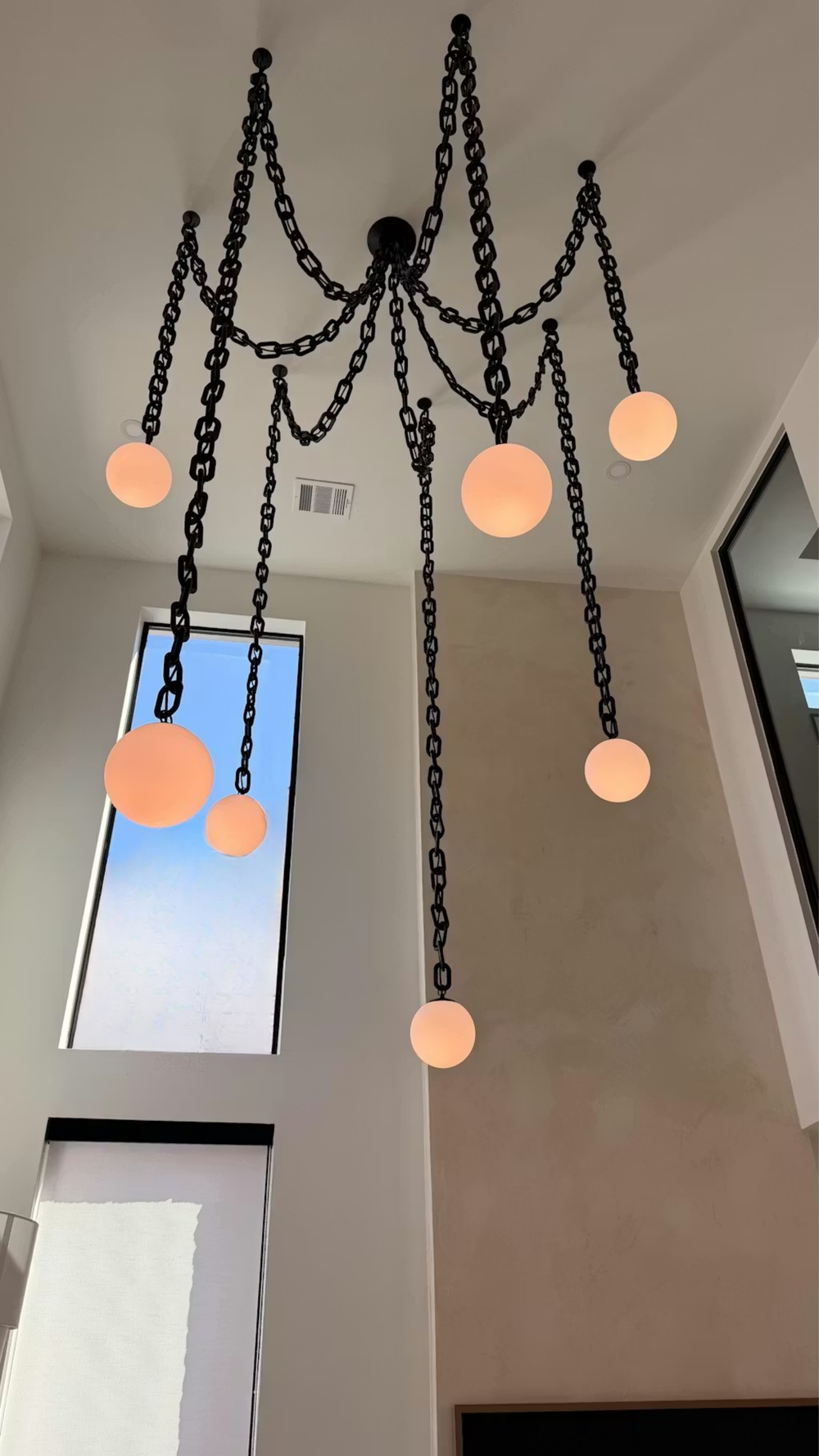 2 Story Thick Black Chain Swag 7 Globe Pendants