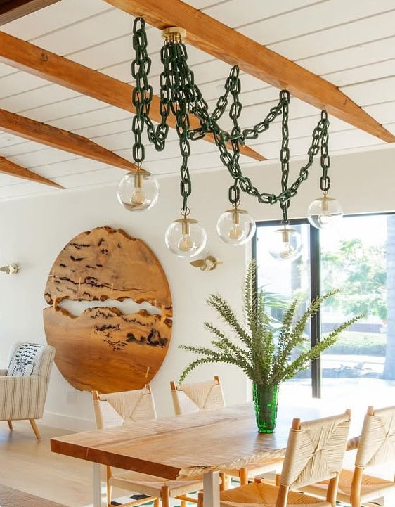 Customize: Swag Chandelier - Thick Black Chain with White Globe Shades