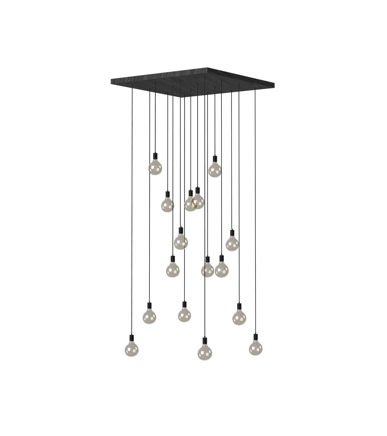 48" Square Cascading Chandelier: 5" Clear Globes