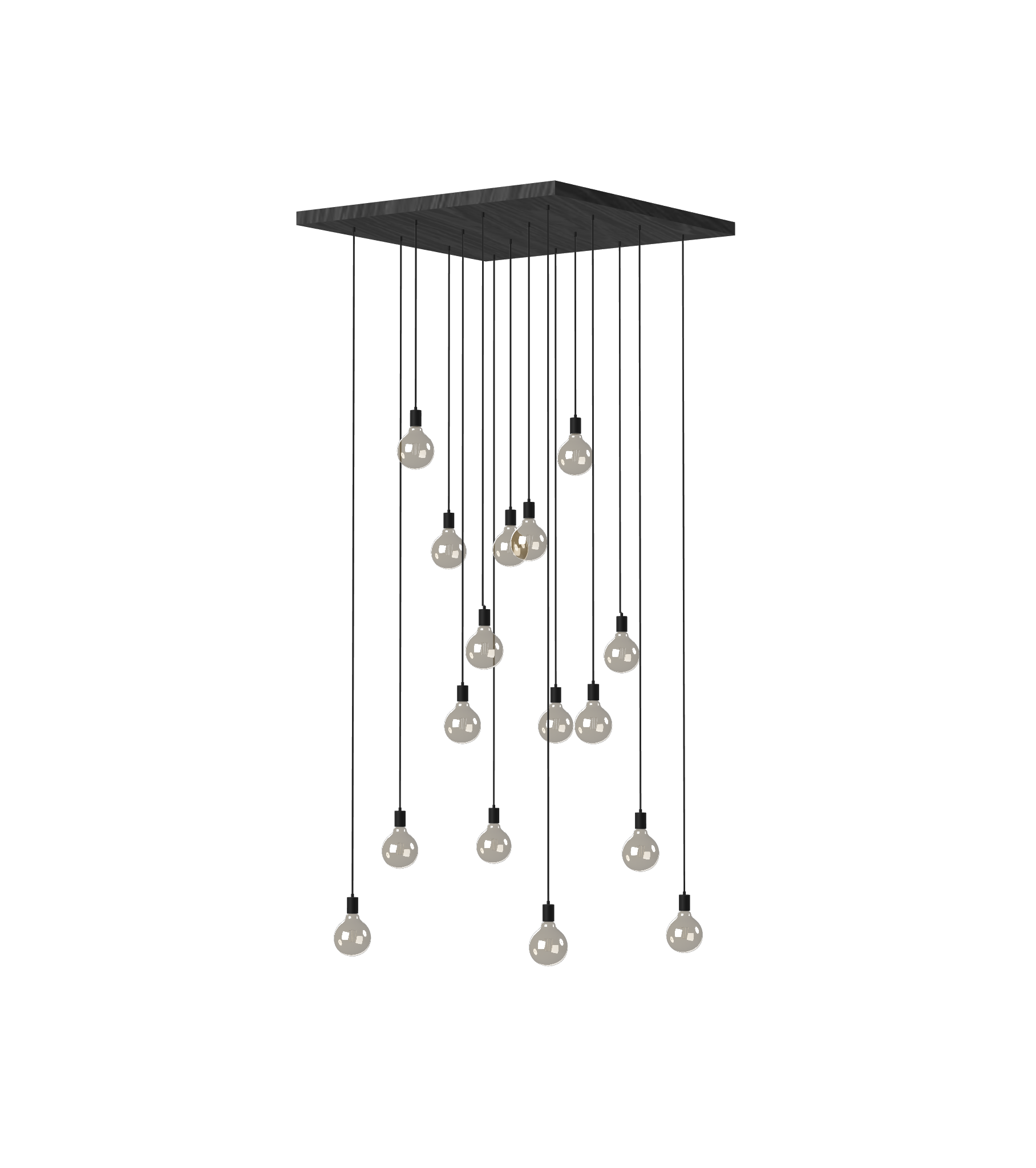 48" Square Cascading Chandelier: 5" Clear Globes