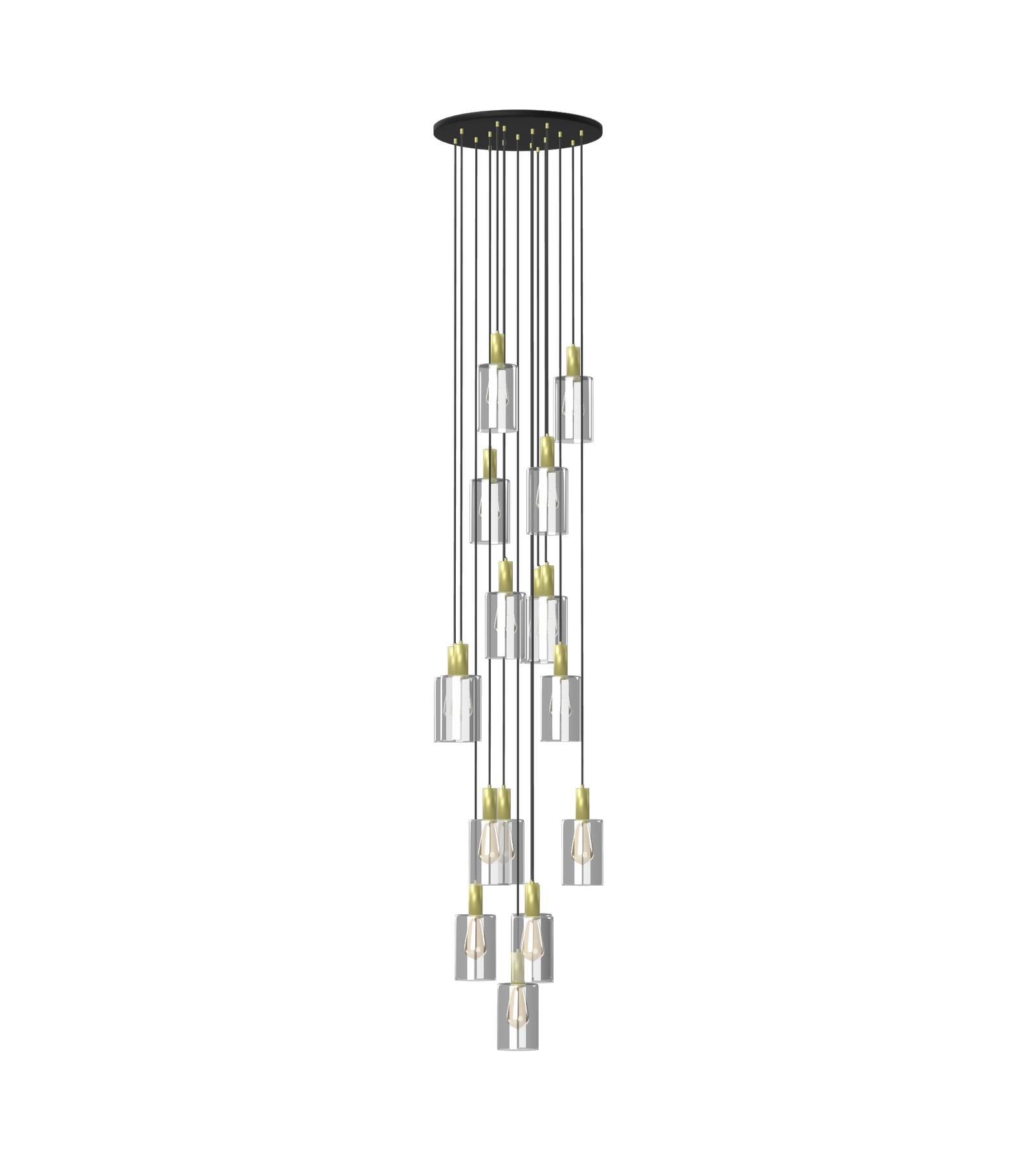 Two-Story Foyer Chandelier with Glass Cylinder Pendant Cascade