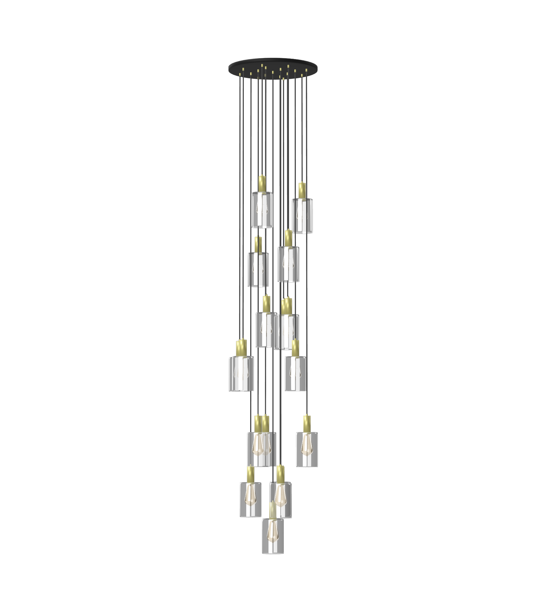 Two-Story Foyer Chandelier with Glass Cylinder Pendant Cascade