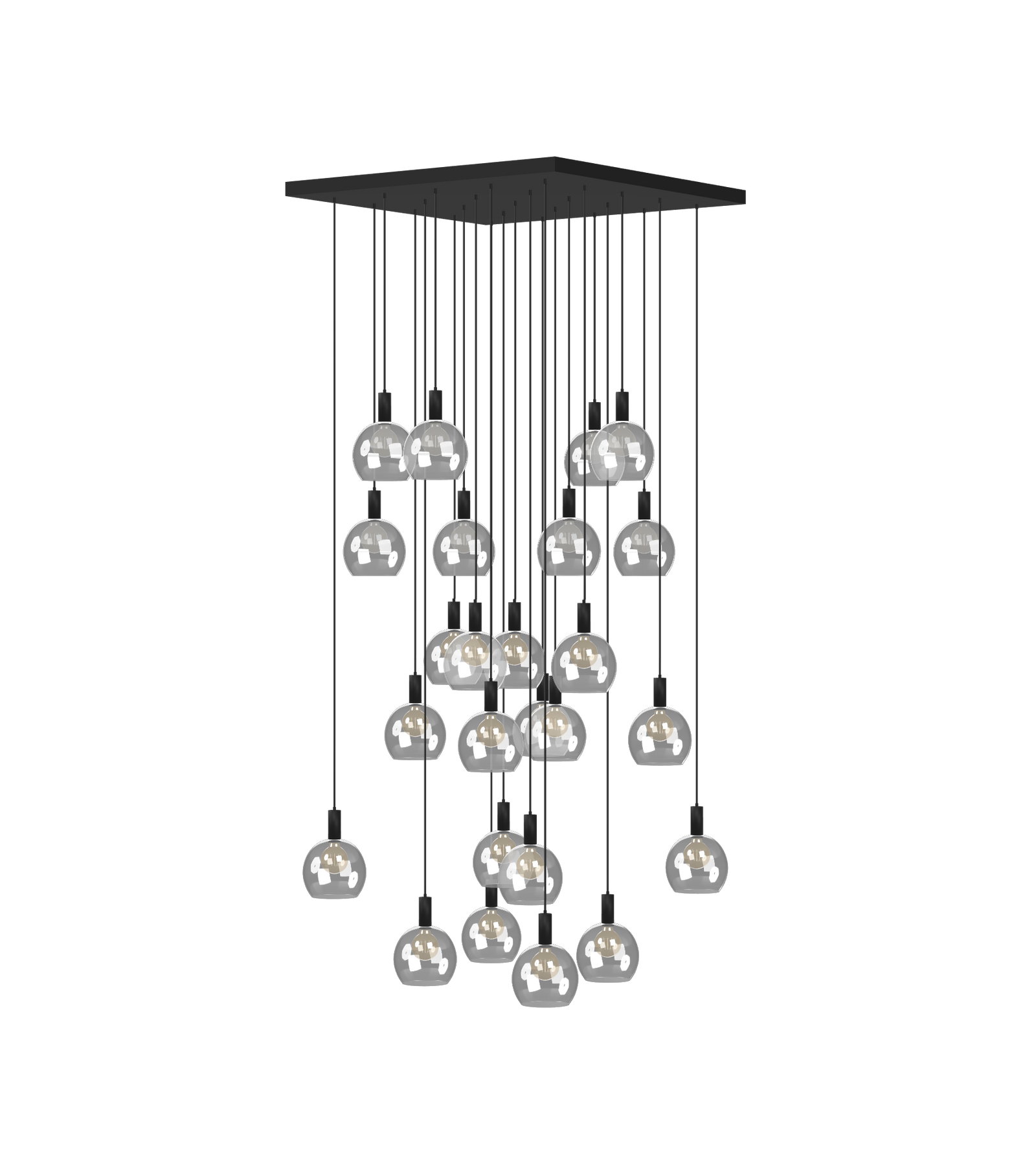 48" Square 25 Pendant Large Cascading Foyer Chandelier with 8" Globes