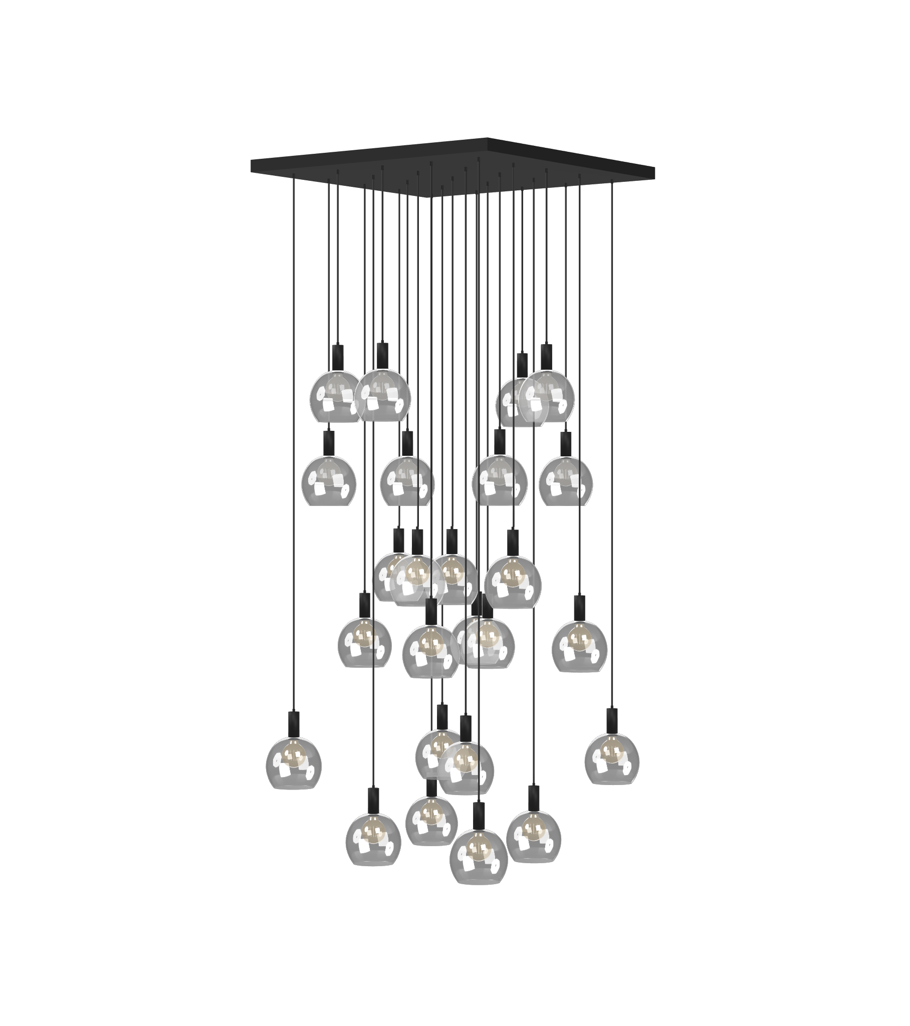 48" Square 25 Pendant Large Cascading Foyer Chandelier with 8" Globes
