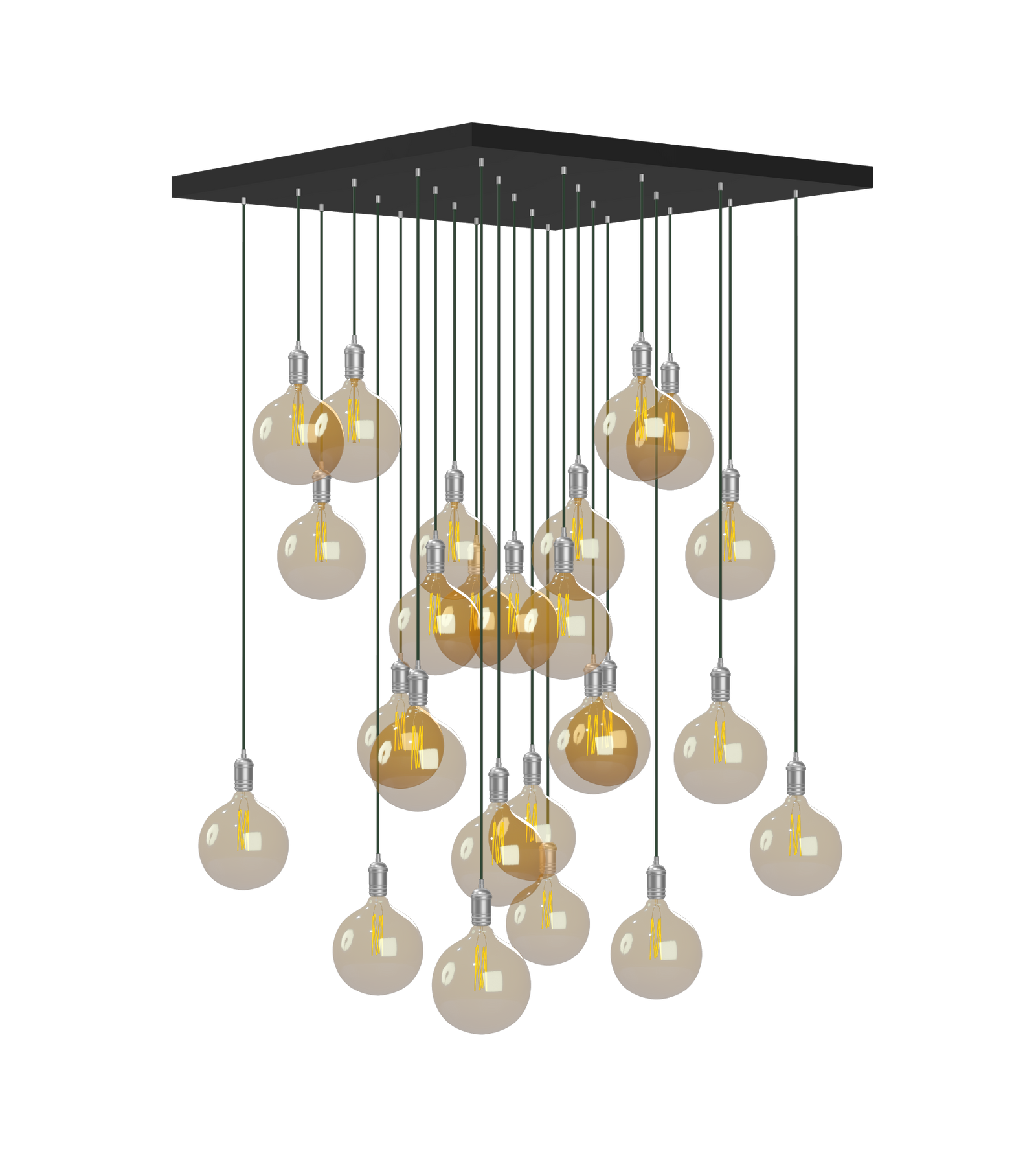 Square 48" Pendant Chandelier with 8" Amber Globes