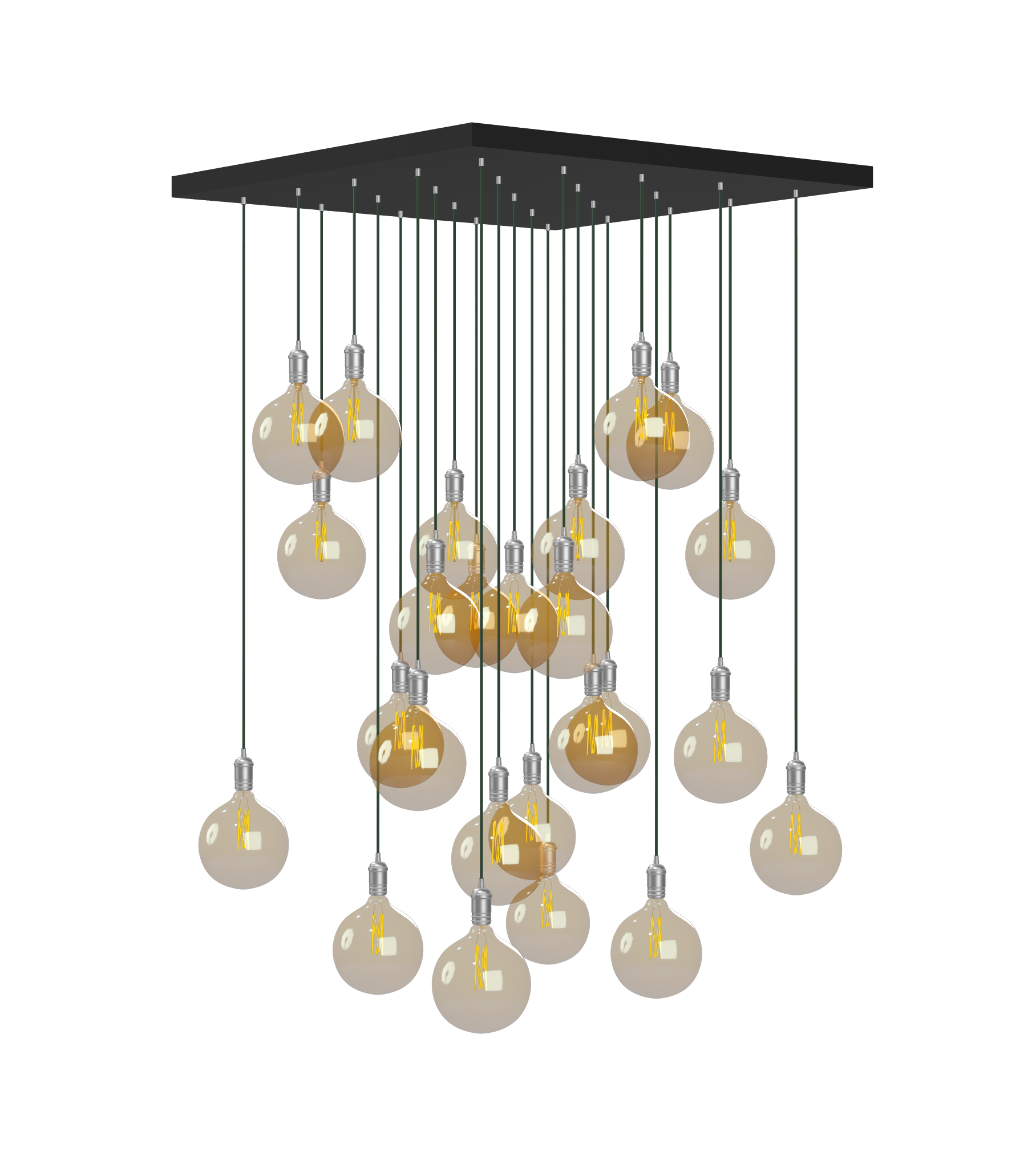 Square 48" Pendant Chandelier with 8" Amber Globes