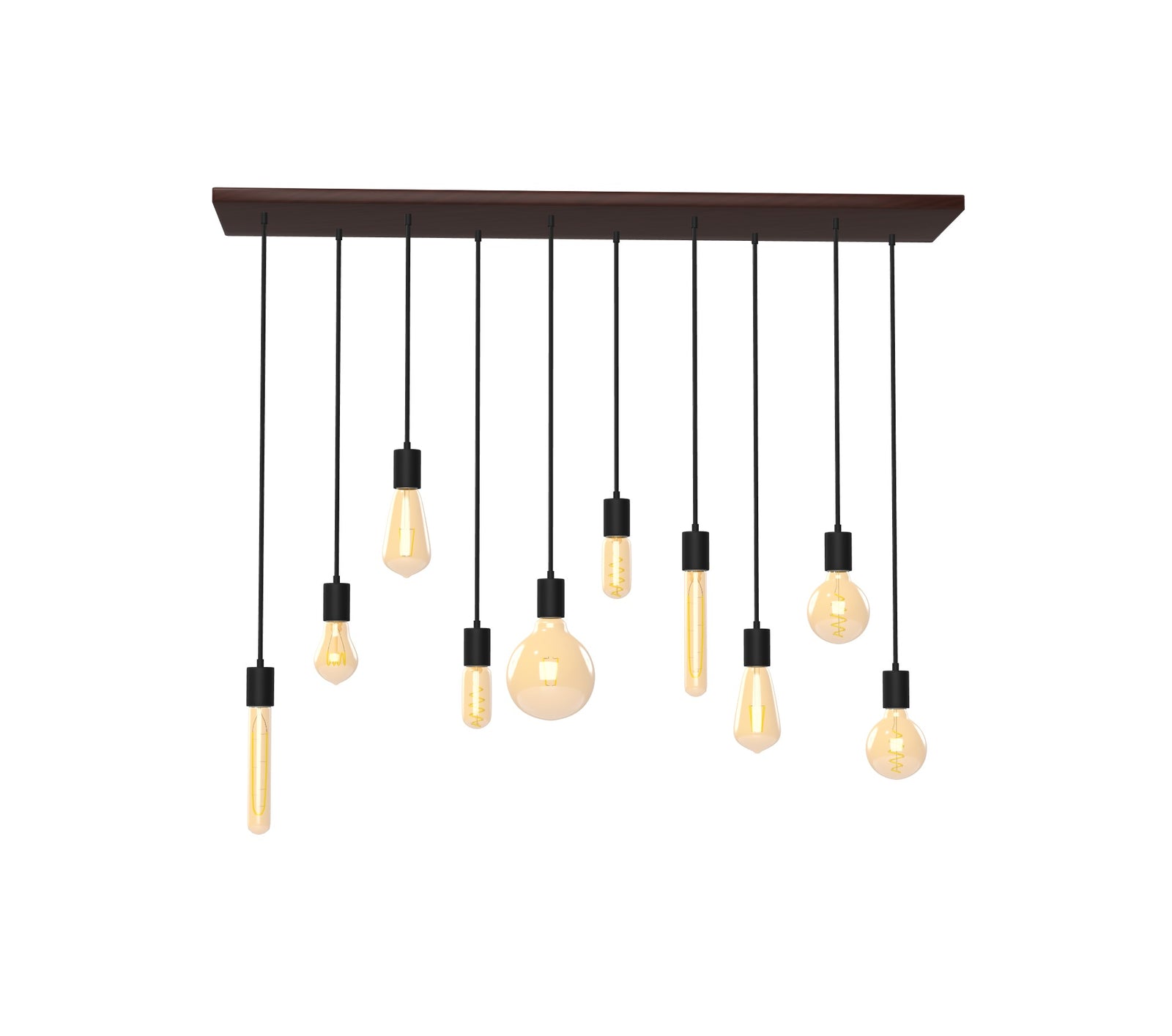 47" x 12" Wood Chandelier: Mixed Amber Bulbs