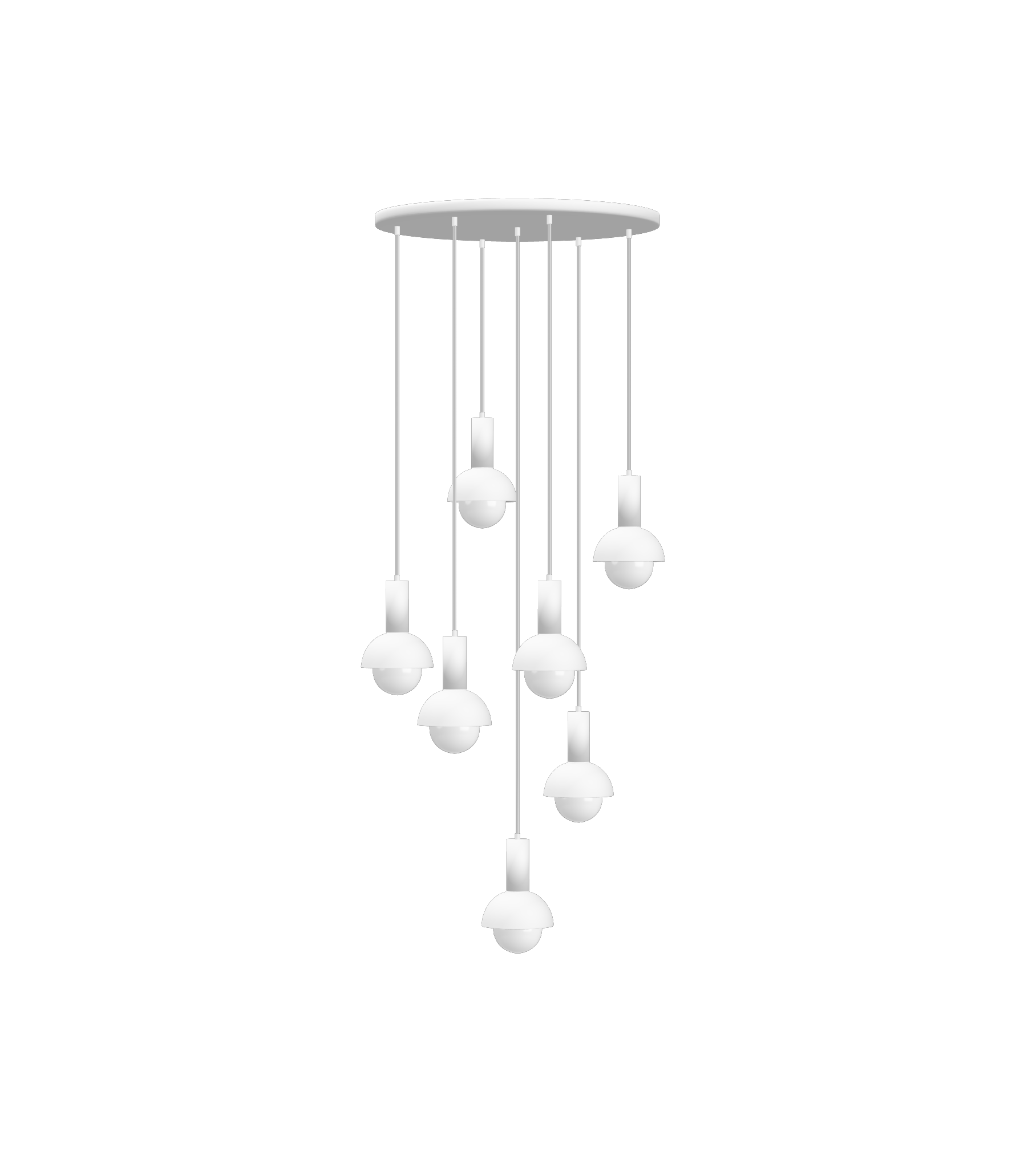 Contemporary White Dome Multi-Light Pendant Chandelier