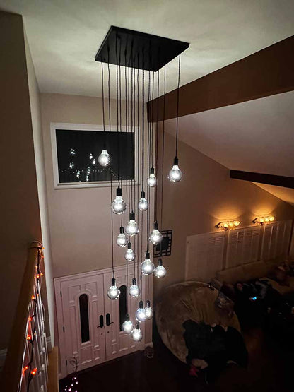 large square base pendant light chandelier foyer