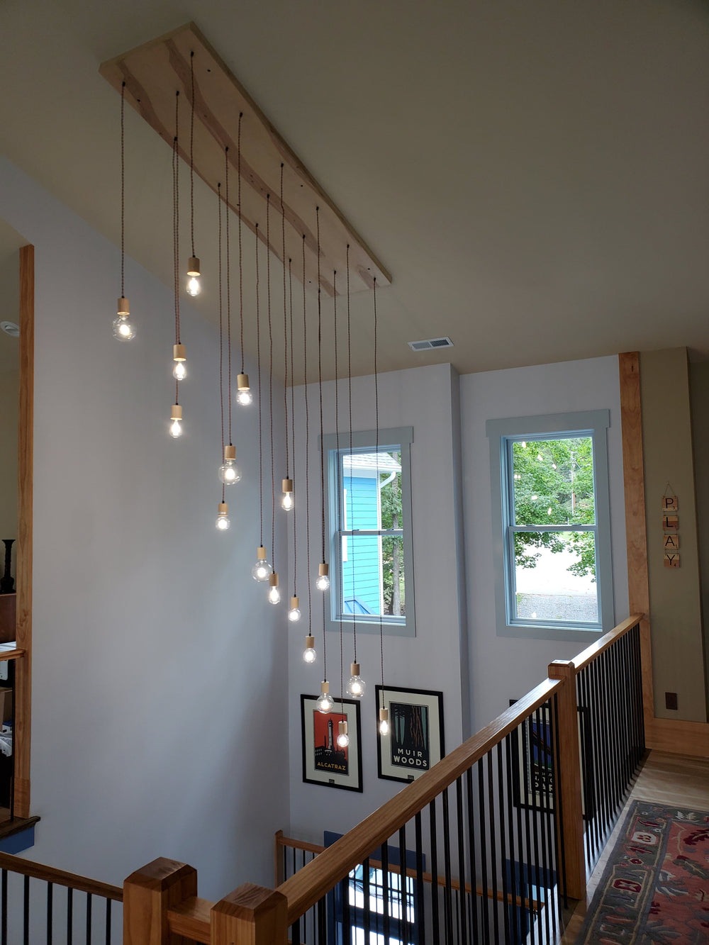 Cascading 17 Pendant Wood Chandelier