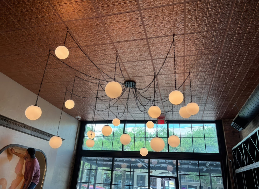 Large Black Chain Swag Mixed White Globe Shades