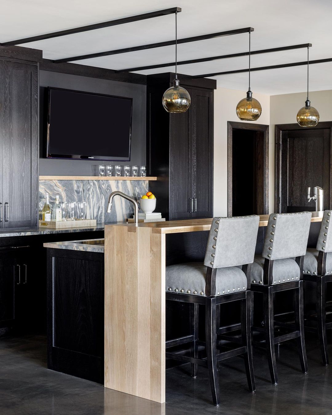 Amber Glass Globes Custom Mount